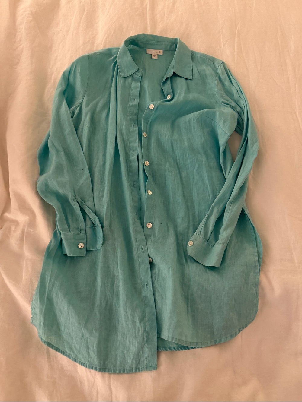 J. Jill Turquoise Button-Down Linen Shirt